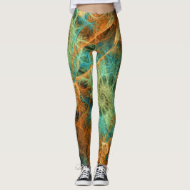 Grün Aquamarines Swirl-Fraktale Leggings, die Psyd Leggings