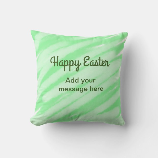 Grün Aquarell froh Ostern Meldeschild einfügen Kissen (Vorderseite)