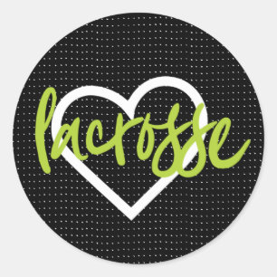 Grün auf schwarzen Lacrosse Sticks und Herzmuster Runder Aufkleber