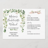 Grün Bachelorette Wochenenden-Routen-Einladung