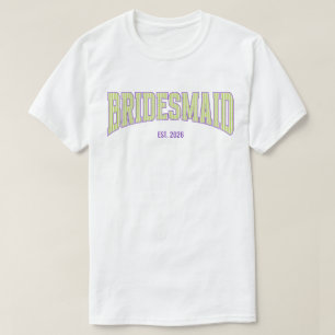 Grün + Beige gestreifte lila Brautjungfer T-Shirt