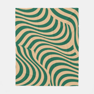 Grün Beige Zebra Streifen Minimalist Frühling Somm Fleecedecke