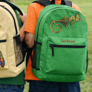 Grün benannte mehrfarbige gemusterte Eidechse Bedruckter Rucksack