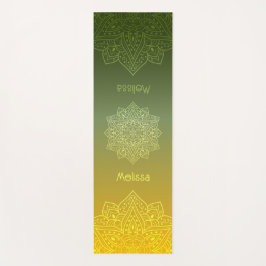 Grün bis Gelb Farbverlauf Mandala mit Namen Yogamatte