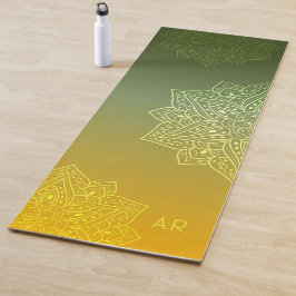 Grün bis Gelb verlaufendes asymmetrisches Mandala Yogamatte