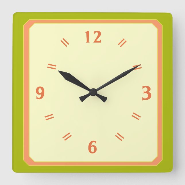 Grün blasser Lemon mit Peach Numerals Uhr (Vorderseite)