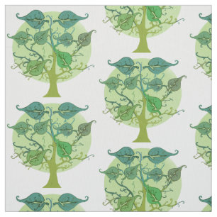 Grün-Blätter und Baum-Mustergewebe Stoff