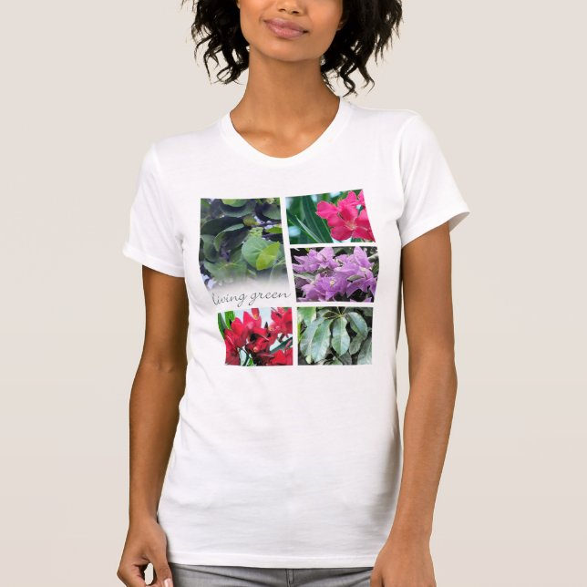 Grün, Blätter und Blume T-Shirt (Vorderseite)