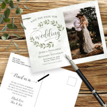 Grün Blätter und Foto Hochzeit speichern Sie das D