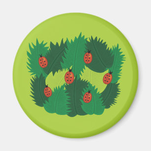 Grün-Blätter-und Marienkäfer-Frühlings-Zeit Magnet
