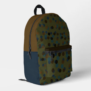 grün, blau, braun, bronze und schwarz gepunktet bedruckter rucksack