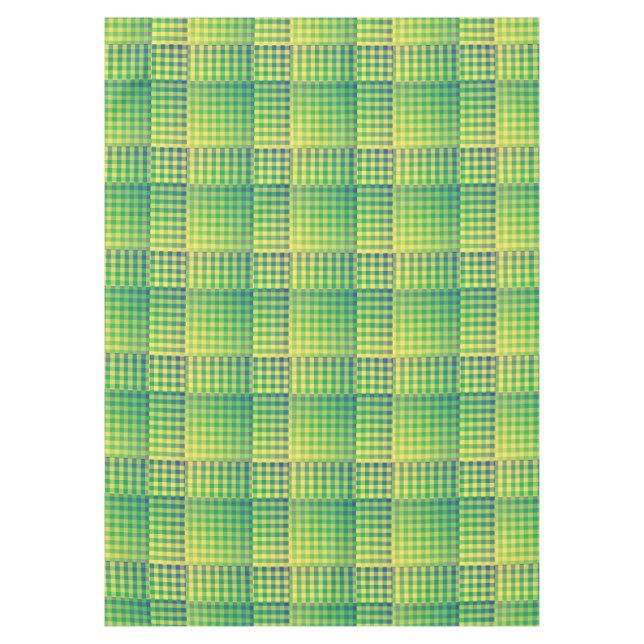 Grün Blau Checker Abstract Muster Tischdecke (Vorderseite)