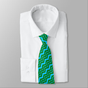 Grün Blau Chevron Zickzack-Design Krawatte