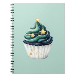 Grün Blau Gold Sterne Leuchten Hell Cupcake Notizblock