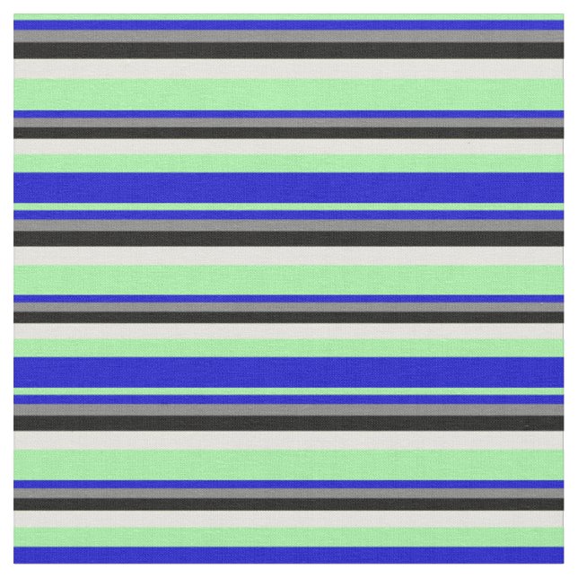 Grün, Blau, Grau, Schwarz und Hellgelbes Muster Stoff (Nahaufnahme)