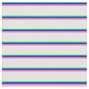 Grün, Blau, Heiß-Rosa und Weiß-farbene Linien Stoff