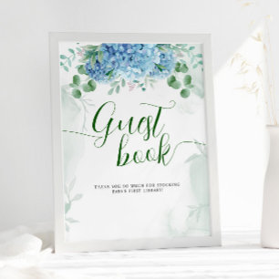 Grün Blau Hortensien Gastbuch Baby Shower Poster
