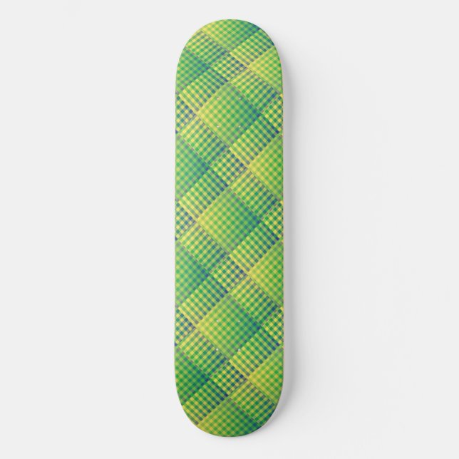 Grün-blau kariertes abstraktes Muster Skateboard (Vorderseite)