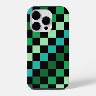 Grün-blau kariertes Gingham-Muster iPhone 14 Pro Hülle