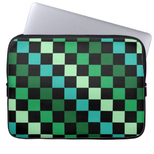 Grün-blau kariertes Gingham-Muster Laptopschutzhülle