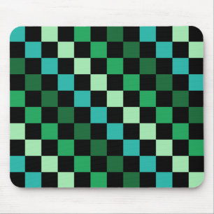 Grün-blau kariertes Gingham-Muster Mousepad