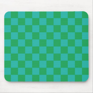 Grün-blau kariertes Gingham-Muster Mousepad