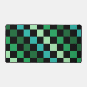 Grün-blau kariertes Gingham-Muster Schreibtischunterlage