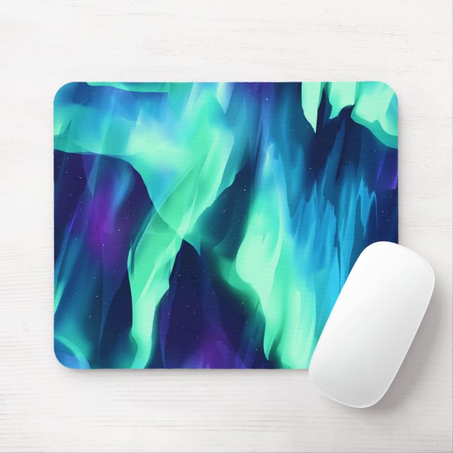 Grün Blau Lila Nordlichter Mousepad (Mit Mouse)