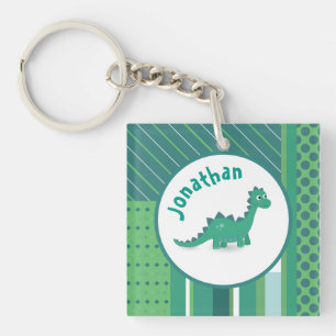 Grün/blau mit niedlichen Dinosaurier-Tierknaben-Na Schlüsselanhänger