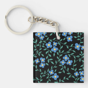 Grün & Blau Moderne Abstrakte Blumen Schlüsselanhänger