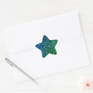 Grün Blau Ombre Glitter Funkeln Glänzendes Muster  Stern-Aufkleber