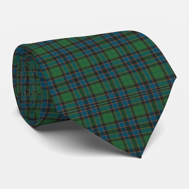 Grün Blau Orange Kariert Tartan Schlips Krawatte (Gerollt)