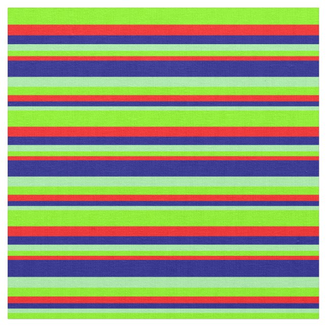 Grün, Blau, Rot und Linien Chartreuse Stoff (Nahaufnahme)
