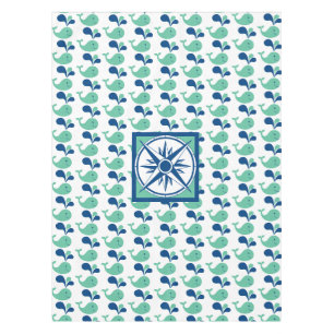 Grün/Blau Spucken Whale Cartoon Tablecloth Kinder Tischdecke