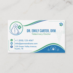 Grün & Blau Tierklinik-Design, anpassbare DVM Visitenkarte