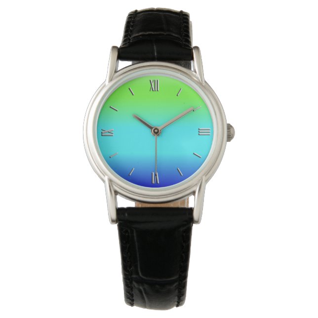 Grün, Blau und Türkis Armbanduhr (Vorderseite)
