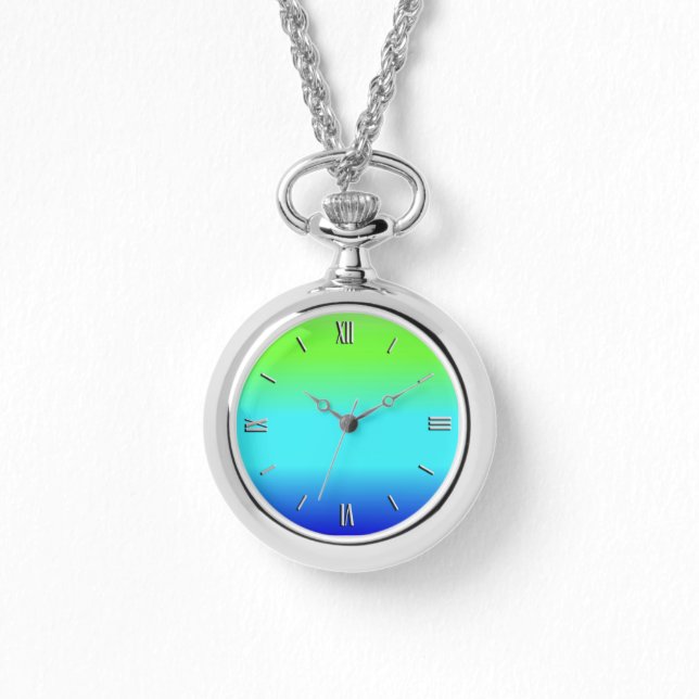 Grün, Blau und Türkis Armbanduhr (Vorderseite)