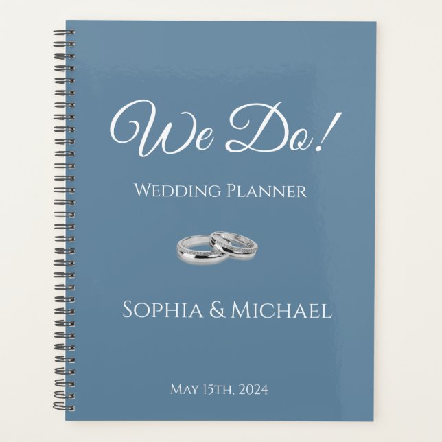 Grün Blau und Weiß - Hochzeitsplaner Planer (Vorderseite)