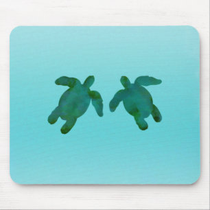 Grün Blaue Aquarell-Ozean Meeresschildkröten Mousepad