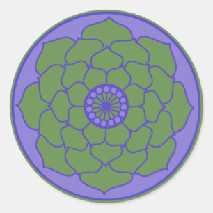 Grün-blaue Lotus-Mandala Runder Aufkleber