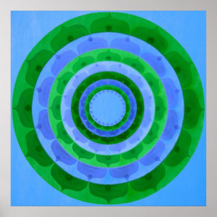 Grün-blaue Mandala Poster