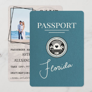 Grün-blauer Florida Reisepass Save The Date