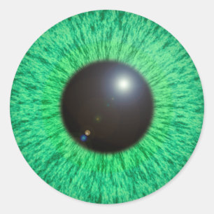 Grün-blaues Auge mit Aufflackern-Aufkleber Runder Aufkleber