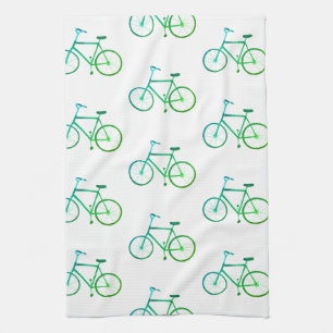 Grün-blaues Fahrradfahrrad-Muster-Geschirrtuch Geschirrtuch