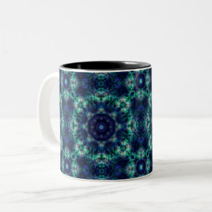 Grün-blaues Ornament Zweifarbige Tasse