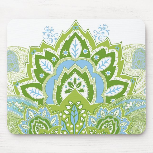 Grün-blaues Paisley Mousepad (Vorne)