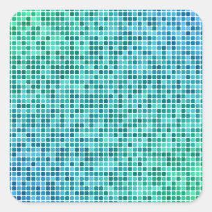 Grün-blaues Pixelmosaik Quadratischer Aufkleber