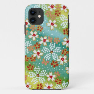 Grün-Blüten-Japaner Origami Druck iPhone 11 Hülle
