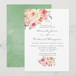 Grün blütenfarbene Probe Abendessen Einladung