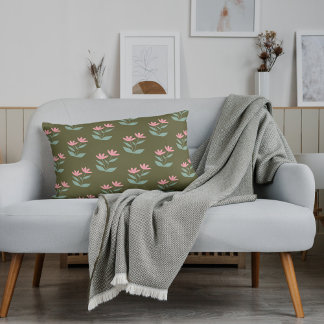 Grün blütenrosa Kissen